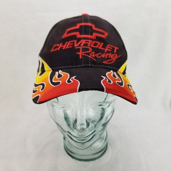 ✅VTG Chevrolet Racing Black OSFA Strapback Hat By Racing Champions Apparel 2004 - Picture 1 of 11